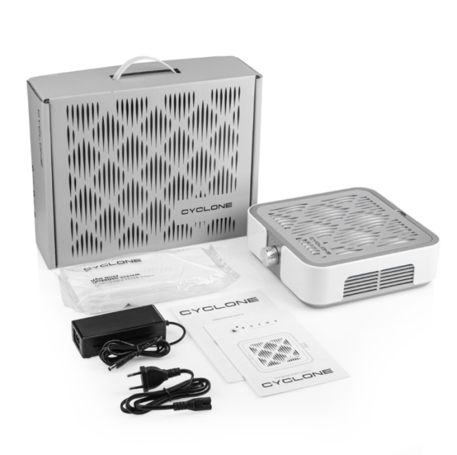 ВИТЯЖКА ДЛЯ МАНІКЮРУ ТА ПЕДИКЮРУ З НЕРА ФІЛЬТРОМ BUCOS CYCLONE X SILVER 60W