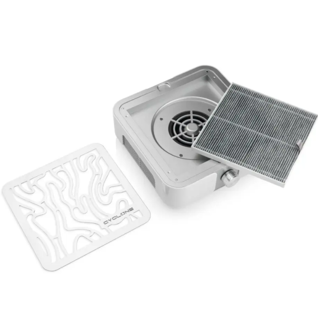 ВИТЯЖКА CYCLONE X2 SILVER 72W ДЛЯ МАНІКЮРУ ТА ПЕДИКЮРУ З ВУГІЛЬНИМ НЕРА ФІЛЬТРОМ