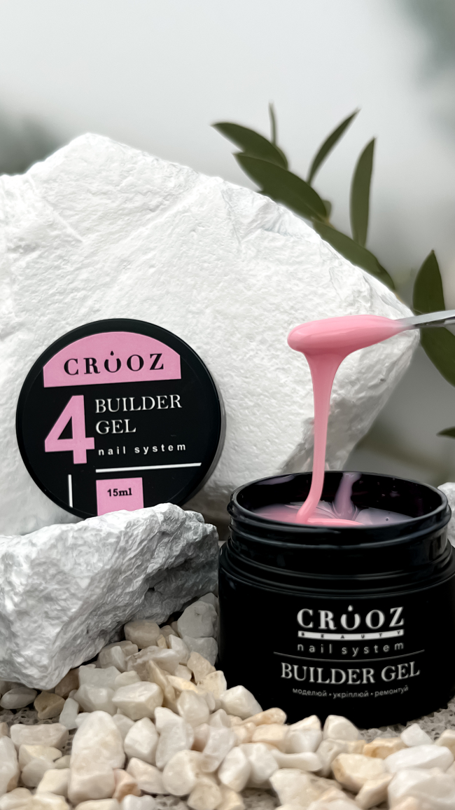 CROOZ Builder Gel №4 Warm Rose, Гель для нарощування та зміцнення нігтів